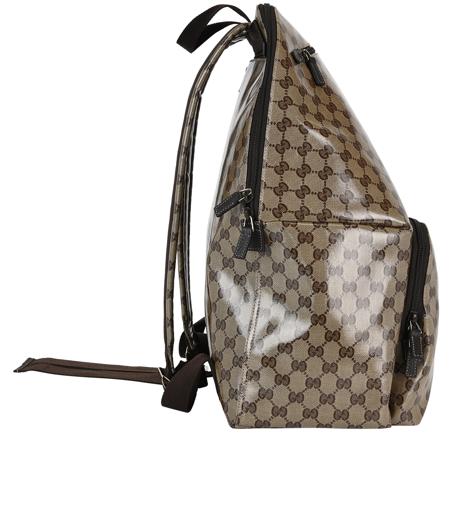 GG Crystal Backpack, &pound;595, Handbags, Beige/Brown, Coated Canvas, Side view